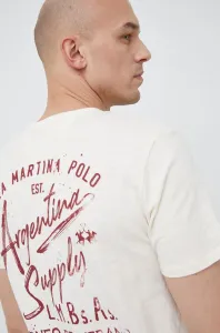 Bavlnené tričko La Martina béžová farba, s potlačou #5453750
