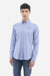 Košeľa La Martina Man Shirt L/S Cotton Linen Modrá Xxxl