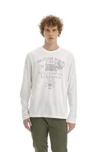 Tričko La Martina Man T-Shirt L/S Peached Cotton Biela Xxxl