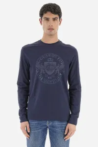 Tričko La Martina Man T-Shirt L/S Peached Cotton Modrá L