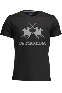 Bavlnené tričko La Martina čierna farba, s nášivkou #1516453