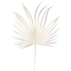 Súprava 2 ks dekorácií: Dekoračné listy biele s trblietkami 44 cm