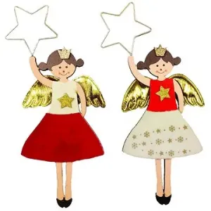 LAALU Sada 2 ks dekorácie: Anjeli so zlatými krídlami 19 cm