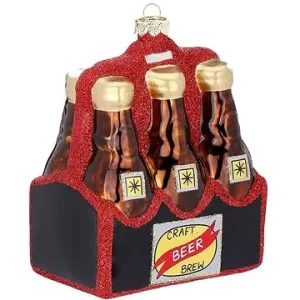 LAALU – Vianočná  sklenená ozdoba Súprava fliaš s pivom 12,5 cm