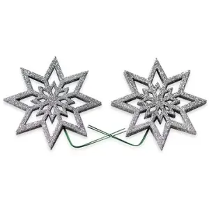 LAALU Súprava 2 ks dekorácií: Hviezdička na drôtiku strieborná 8 cm