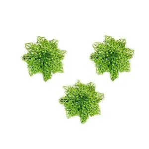 LAALU Súprava 3 ks dekorácii: Kvet bez klipu zelená 10 cm