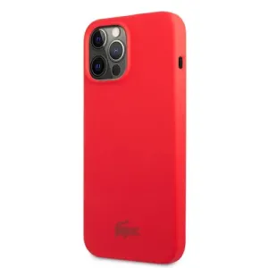 Lacoste Liquid Silicone Glossy Printing Logo Kryt pre Apple iPhone 13 Pro Max Red