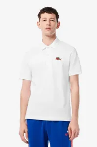 Bavlnené polo tričko Lacoste x Netflix biela farba, s nášivkou #8692322