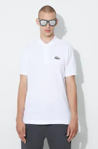 Bavlnené polo tričko Lacoste x Netflix biela farba, s nášivkou #8692319