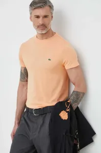 Bavlnené tričko Lacoste TH6709-001., oranžová farba, jednofarebné