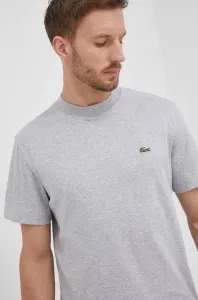 Bavlnené tričko Lacoste šedá farba, jednofarebné