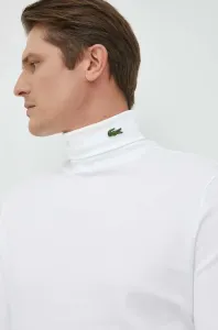 Bavlnené tričko s dlhým rukávom Lacoste biela farba, jednofarebné