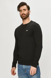 Bavlnené tričko s dlhým rukávom Lacoste TH2040-031, čierna farba, jednofarebné #166326