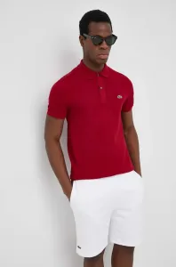 Bavlnené polo tričko Lacoste PH4012-001, bordová farba, jednofarebné
