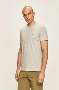 Bavlnené tričko Lacoste šedá farba, jednofarebný