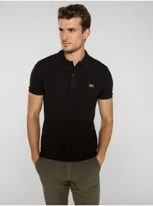 Bavlnené polo tričko Lacoste PH4012-001, čierna farba, jednofarebné