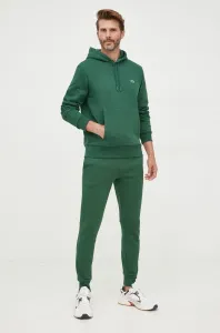 Mikina Lacoste SH9623-031, pánska, zelená farba, s kapucňou, jednofarebná