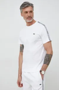 Bavlnené tričko Lacoste TH5071-001, biela farba, s nášivkou #6694222