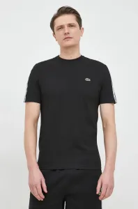Bavlnené tričko Lacoste TH5071-001, čierna farba, s nášivkou #6227844