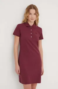 Šaty Lacoste bordová farba, mini, rovný strih #9428462