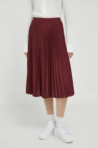Sukňa Lacoste bordová farba, midi, áčkový strih #8003107