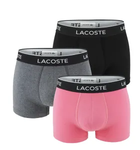 LACOSTE - boxerky Lacoste iconic ultra comfortable stretch cotton gray & pink- limitovaná edícia
