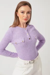 Lafaba Women's Lilac Pocket Detailed Knitted Blouse #7471567