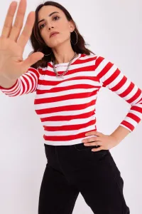 Lafaba Women's Red Thick Striped Long Sleeve Crop Blouse