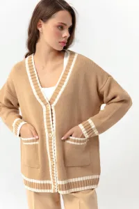 Lafaba Women's Camel Button Detailed Knitwear Cardigan