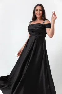Lafaba Dámske Čierne Kamenné ramienko Prehodené Plus veľkosť dlhé večerné šaty