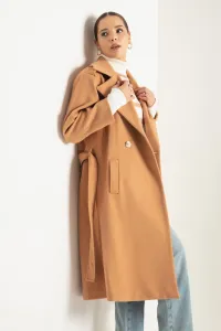 Lafaba Women Camel Oversize Belted Long Cachet Coat