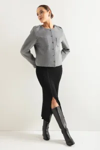 Lafaba Women's Gray Short Cachet Jacket/Coat #8515411