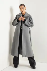 Lafaba Women's Gray Wide Cut Belted Long Cachet Coat #8474875