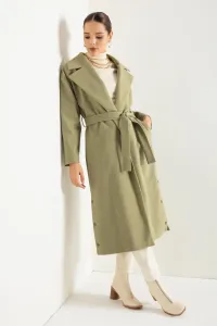 Lafaba Women's Green Wide Cut Belted Long Cachet Coat #8502947