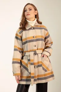 Lafaba Women's Mustard Checkered Coat #7844516