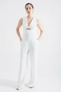 Lafaba Women's White Low-cut Jumpsuit