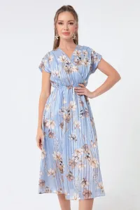 Lafaba Women's Baby Blue Floral Pattern Dress