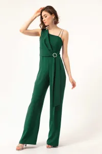 Lafaba Dámske smaragdovo zelené jedno rameno s kameňmi Večerné šaty kombinéza #7420885