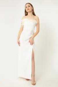 Lafaba Dámske biele večerné šaty & plesové šaty s prestrihnutým detailom
