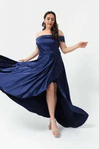 Lafaba Dámske Námornícke Modrý lodný golier plus veľkosť Saténové večerné šaty a plesové šaty
