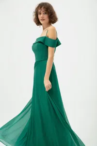 Lafaba Women's Emerald Green Thin Straps Boat Neck Silvery Long Evening Dress #8414226