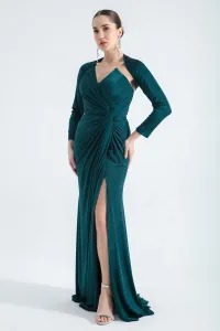 Lafaba Women's Emerald Green Underwire Corset Silvery Long Evening Dress