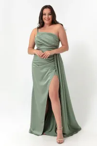 Lafaba Dámske mätovo zelené Saténové večerné šaty a plesové šaty plus veľkosti