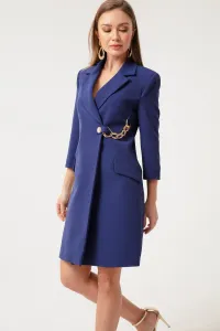 Lafaba Women's Navy Blue Chain Detailed Jacket Dress #8534271