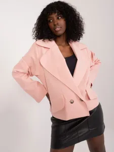 Ružové dvojradové sako s vreckami a veľkou fazónou - L/XL