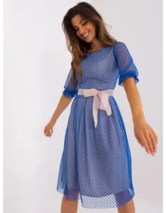Dámske koktailové šaty s krátkym rukávom ELISA modrá