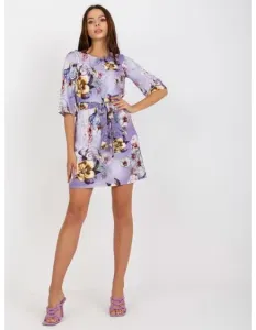 Dámske kvetinové mini koktailové šaty JADYN fialové