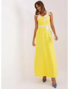Dámske maxi šaty s aplikáciami SASHA žltá