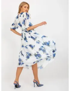 Dámske šaty nadmernej veľkosti midi kvetované ODILIA modrobiele