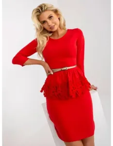 Dámske šaty s 3/4 rukávmi koktailové FLIA červené